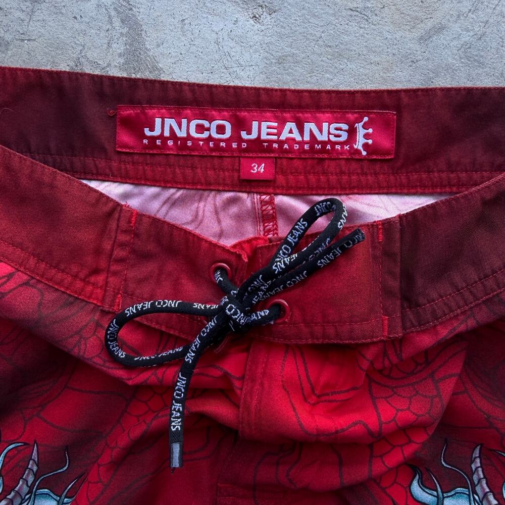 Vintage Y2K JNCO Jeans Dragon Board Shorts Red Men’s 34